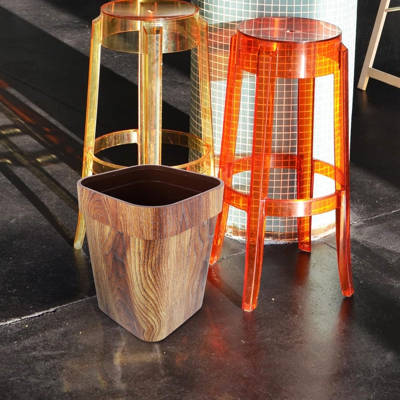 woobles Garbage Storage Bucket Trash Can Wastebasket Garbage Container Bin Wood Grain Trash Can Toilet Paper Bucket for Bathroom Bedroom Kitchen Home Office Round Trash - Image 5