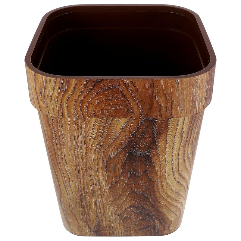 woobles Garbage Storage Bucket Trash Can Wastebasket Garbage Container Bin Wood Grain Trash Can Toilet Paper Bucket for Bathroom Bedroom Kitchen Home Office Round Trash - Image 1