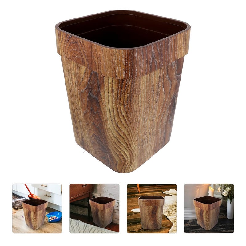 woobles Garbage Storage Bucket Trash Can Wastebasket Garbage Container Bin Wood Grain Trash Can Toilet Paper Bucket for Bathroom Bedroom Kitchen Home Office Round Trash - Image 4