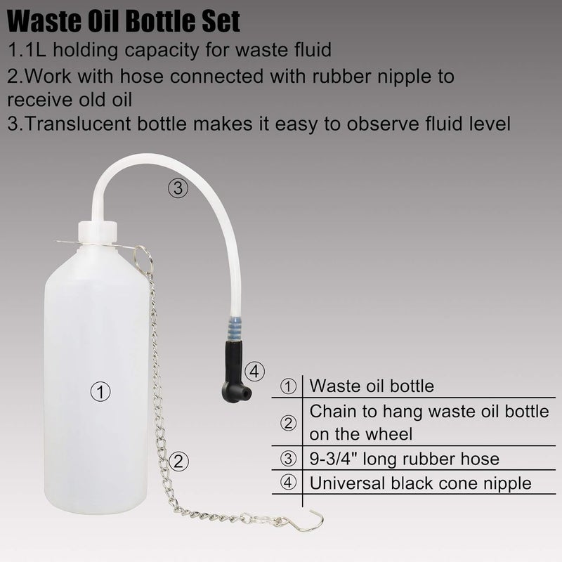 YSTOOL 3L Manual Brake Clutch Fluid Bleeder Kit with 1L Extractor Bottle and Master Cylinder Adapter Caps - Image 3