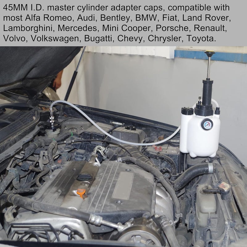 YSTOOL 3L Manual Brake Clutch Fluid Bleeder Kit with 1L Extractor Bottle and Master Cylinder Adapter Caps - Image 5