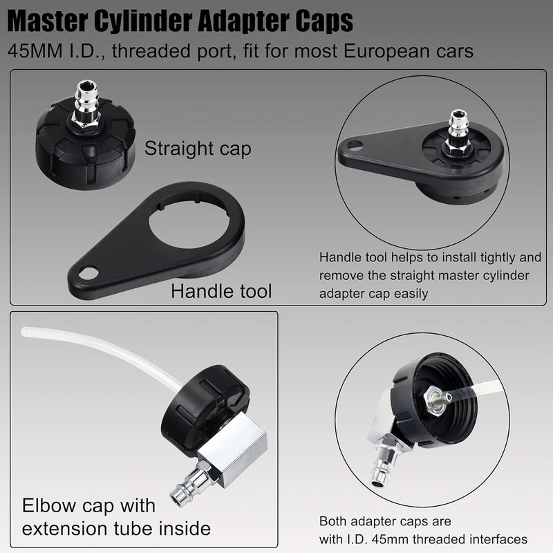 YSTOOL 3L Manual Brake Clutch Fluid Bleeder Kit with 1L Extractor Bottle and Master Cylinder Adapter Caps - Image 4