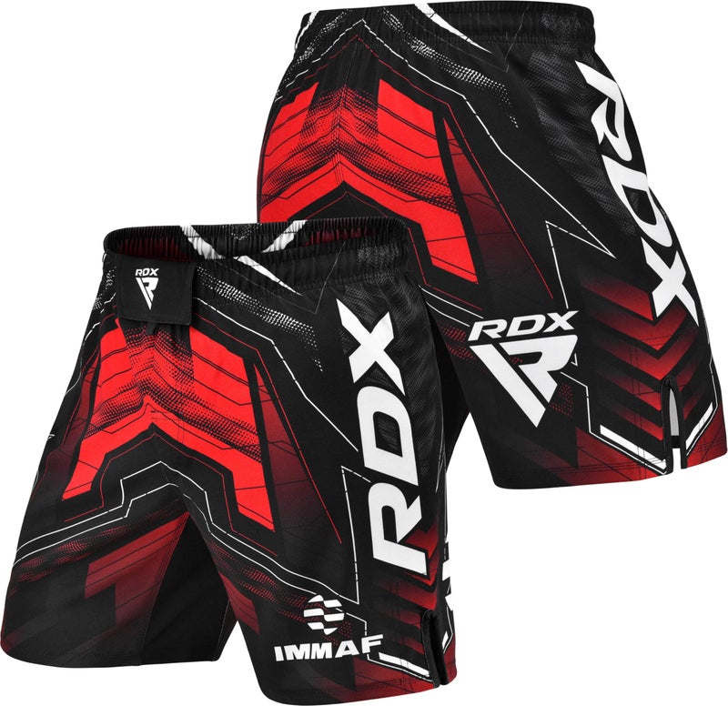 RDX IMMAF Approved MMA Shorts Side Slits Design Suitable for MMA Boxing Muay Thai Kickboxing Gym Workout Red - Image 2