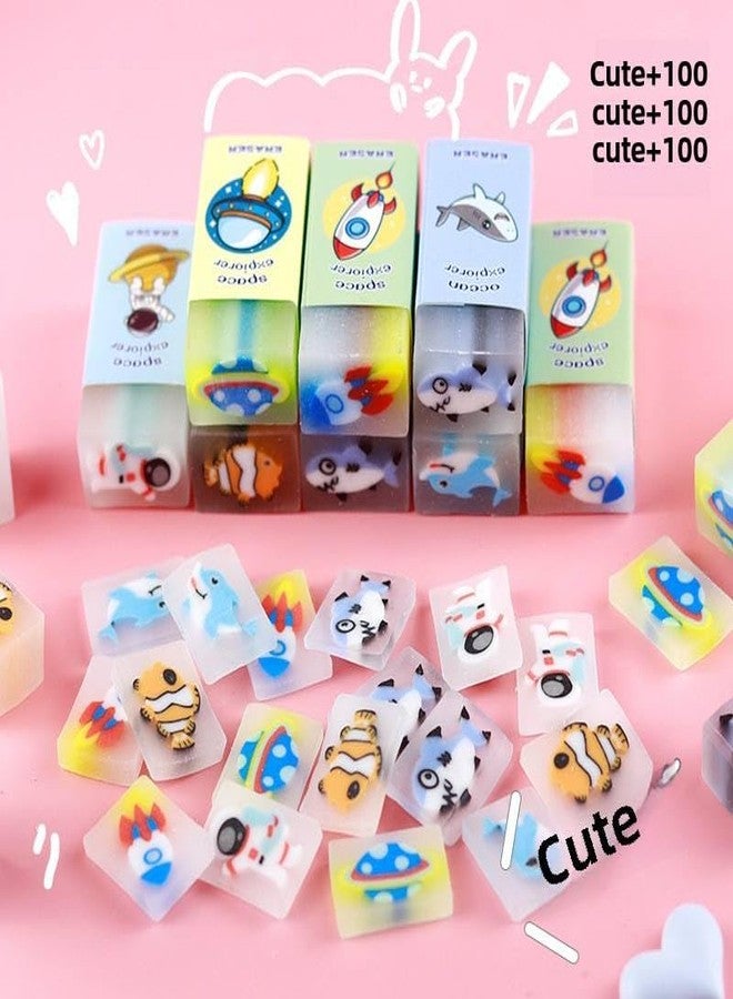 APCATIO Pastel Explorer Series Erasers - Ocean & Space Cartoon Design | Pack of 3 - Image 3