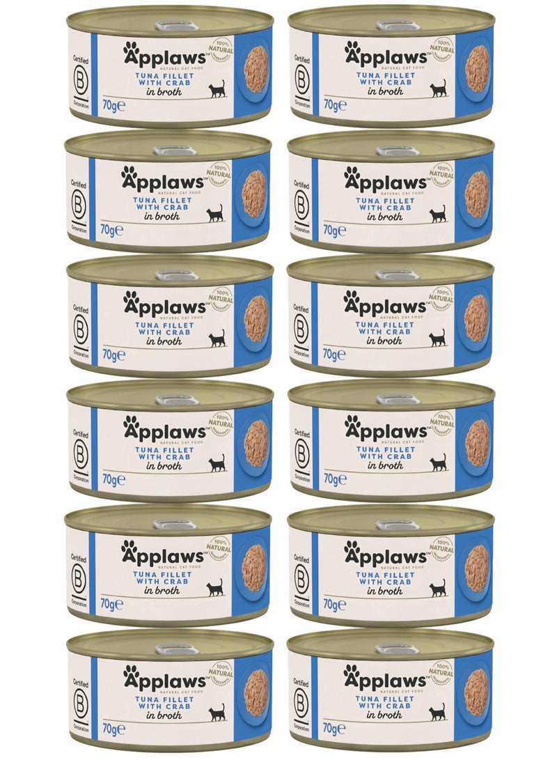 Applaws Wet Cat Food – Tuna Fillet with Crab for Kittens and Adult Cats (12 x 70g) - Image 1