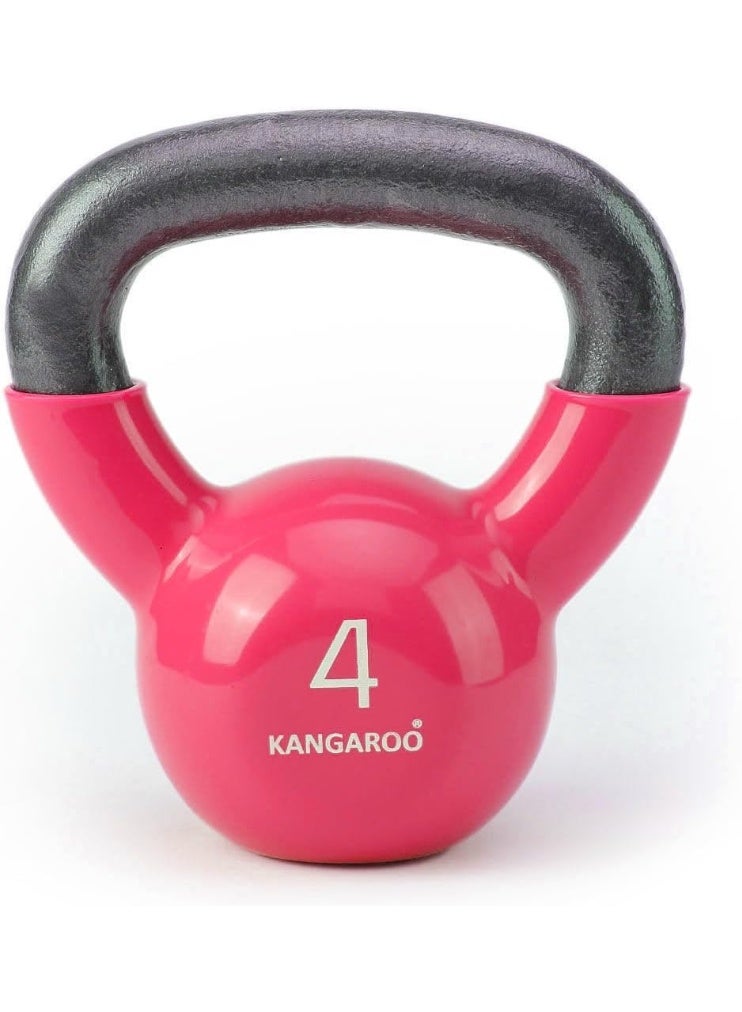 كانجرو مجموعة كيتل بيل كانجرو 4 كجم و6 كجم – قلب من الحديد الصب مع تغليف بالفينيل، مجموعة تدريب قوة متينة للتمارين المنزلية، اللياقة البدنية، بناء العضلات، التمارين الشاملة والتدريب الوظيفي - Image 3