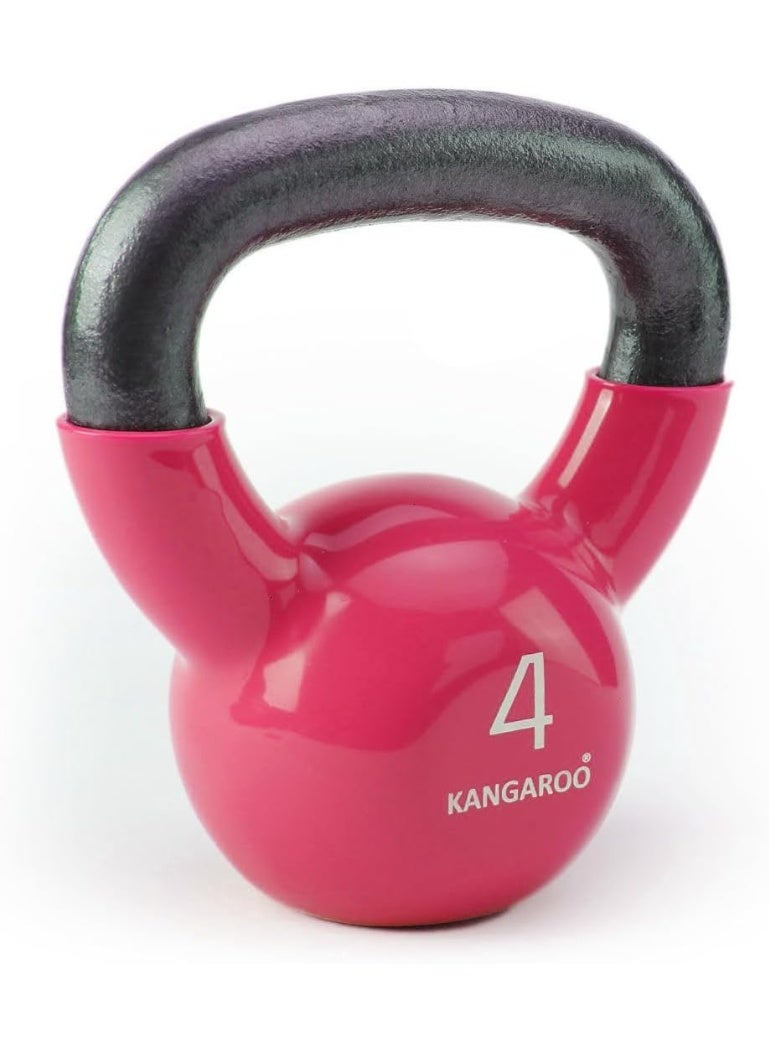 كانجرو مجموعة كيتل بيل كانجرو 4 كجم و6 كجم – قلب من الحديد الصب مع تغليف بالفينيل، مجموعة تدريب قوة متينة للتمارين المنزلية، اللياقة البدنية، بناء العضلات، التمارين الشاملة والتدريب الوظيفي - Image 2