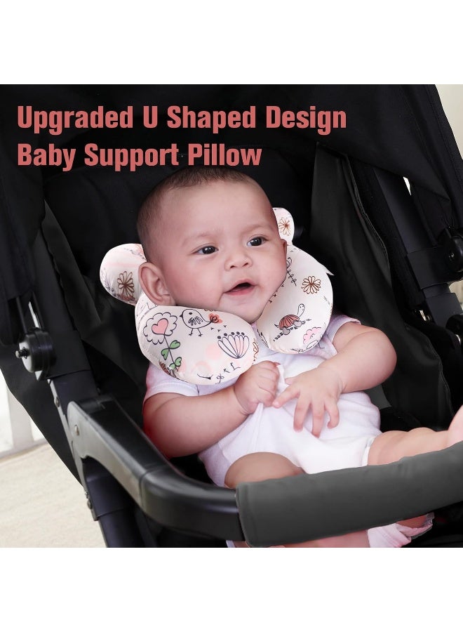 KAKIBLIN Baby Neck Pillow, Upgraded Baby Support Pillow, Baby Head Pillow, Neck Support Pillow for Car Seat, Pushchair, Travel (Hippo) - Image 3