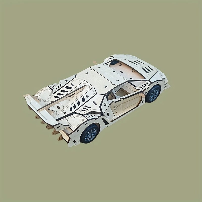 3D Puzzle DIY Wooden Toy Car Sports Car Assembly Model MPT058 Birthday Halloween Christmas Gift - Image 3