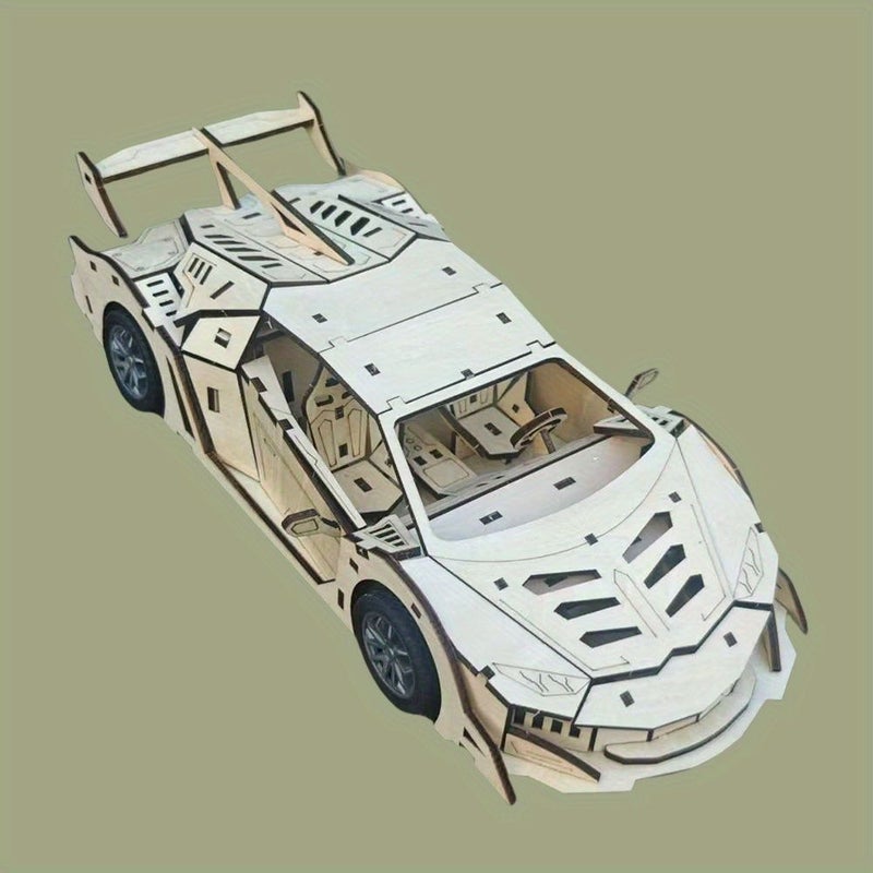 3D Puzzle DIY Wooden Toy Car Sports Car Assembly Model MPT058 Birthday Halloween Christmas Gift - Image 4