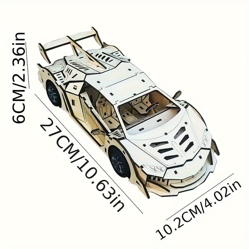 3D Puzzle DIY Wooden Toy Car Sports Car Assembly Model MPT058 Birthday Halloween Christmas Gift - Image 2