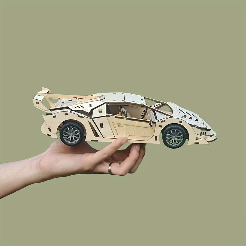 3D Puzzle DIY Wooden Toy Car Sports Car Assembly Model MPT058 Birthday Halloween Christmas Gift - Image 5