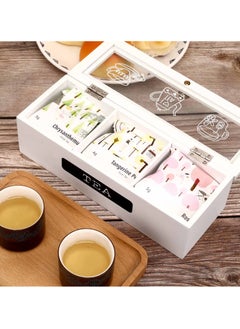Excefore White Wood 3 Compartment Tea Bag Organizer, Tea Bag Organizer, for Kitchen Pantry Cabinet, Countertop, Tea Storage Box Station Bin Caddy Holds Beverage Bags and Display Tea Bags  - Image 3