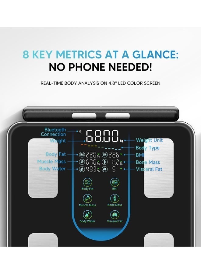 MEDNEST Eight-Electrode Body Fat Scale With Bluetooth Function, Home Electronic Scale, Smart Fitness Scale, Home Weight Scale, Accurate Fat Measurement Via APP, LED Display Scale. - Image 3