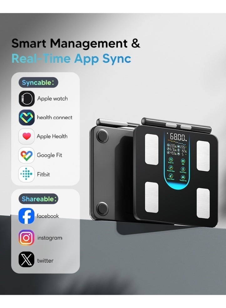 MEDNEST Eight-Electrode Body Fat Scale With Bluetooth Function, Home Electronic Scale, Smart Fitness Scale, Home Weight Scale, Accurate Fat Measurement Via APP, LED Display Scale. - Image 2