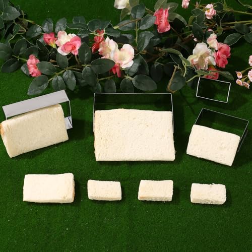 ANCKNE Rectangle cookie cutter ANCKNE Stainless Steel Rectangle Biscuit Molds Square Pastry Molds Fondant Cake Cookie Cutter Set 1 Inch Depth - Image 5