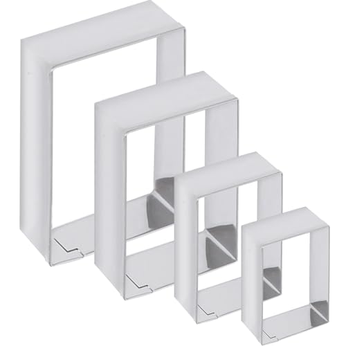 ANCKNE Rectangle cookie cutter ANCKNE Stainless Steel Rectangle Biscuit Molds Square Pastry Molds Fondant Cake Cookie Cutter Set 1 Inch Depth - Image 1