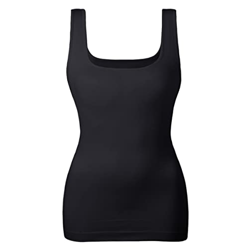 EUYZOU Women's Tummy Control Shapewear Tank Tops Seamless Square Neck Compression Tops Slimming Body Shaper Camisole-Black XXL - Image 1