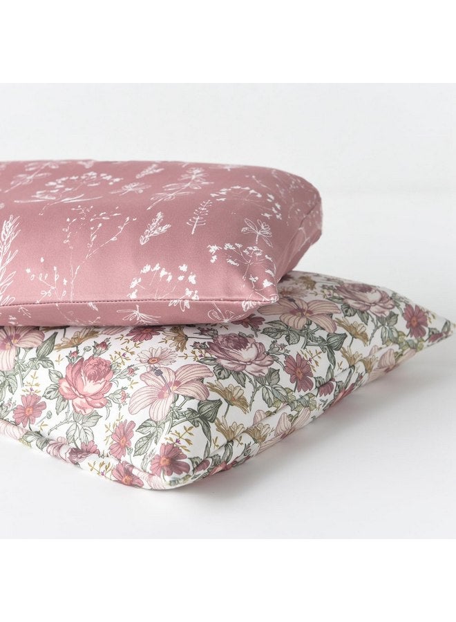 Little Jump Little Jump 2 Pack Premium Toddler Pillowcase - 14x19 inches Ultra Soft Jersey Knit - Crib Pillow, Kids Pillow, Travel Pillow Cases Cover (2 Pack Vintage Floral)  - Image 2