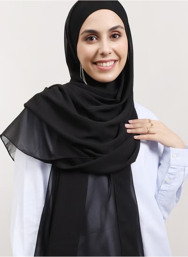 Muslim Hijab, Adjustable Stretchy Turban, Instant Chiffon Hijab Set Hijabs Scarf with Built-in Magnets and Undercap Head Wraps with Model Cap, Full Cover, for Daily Wearing and Workout（Black） - Image 4