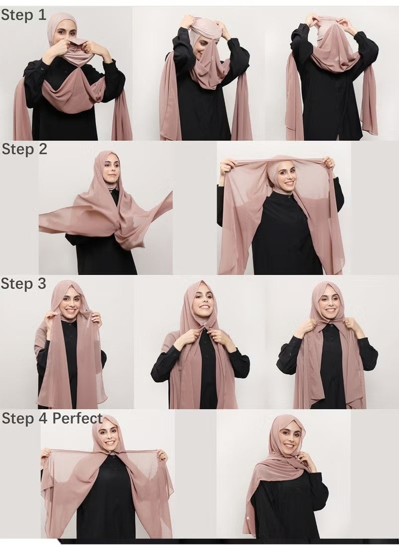 Muslim Hijab, Adjustable Stretchy Turban, Instant Chiffon Hijab Set Hijabs Scarf with Built-in Magnets and Undercap Head Wraps with Model Cap, Full Cover, for Daily Wearing and Workout（Black） - Image 5