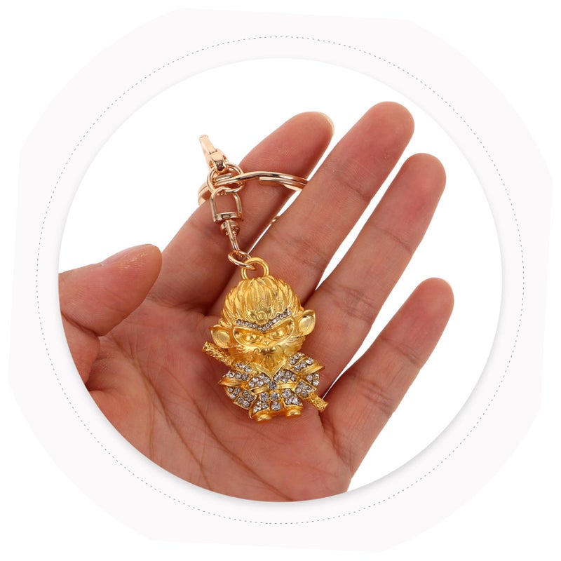Antique Monkey Keychain with Rhinestones Durable Metal Pendant for Bags Backpacks - Image 4