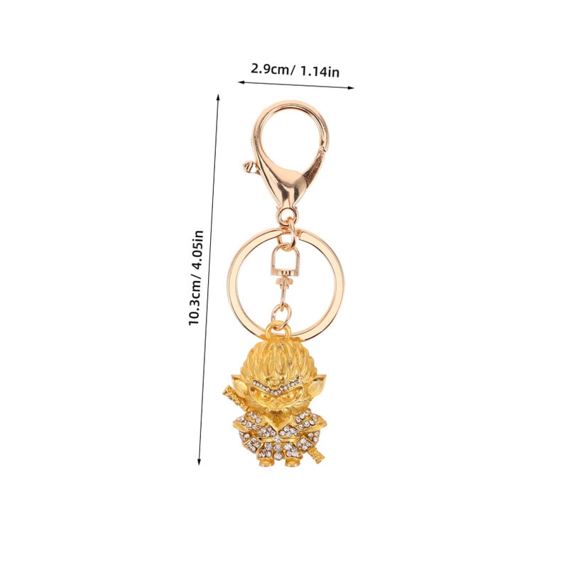 Antique Monkey Keychain with Rhinestones Durable Metal Pendant for Bags Backpacks - Image 3