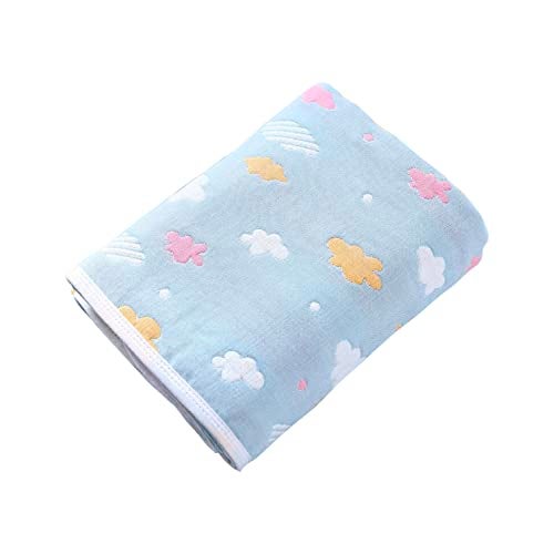SYGA 110 cm Baby Swaddle Blankets 6 Layer Muslin Swaddle Wrap 100% Cotton Stroller Cover Receiving Blankets_BlueCloud - Image 1