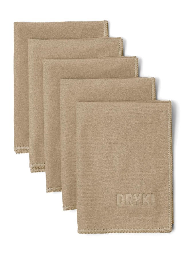 DRYKI Sweat Absorbing Handkerchiefs - The Original Pocket-Sized Sweat Towels - Quick-Dry Microfiber Sweat Rags for Face, Hands, & Body - Men & Women - Gym, Sports, and Work (Tan: 5 Pack) - Image 1