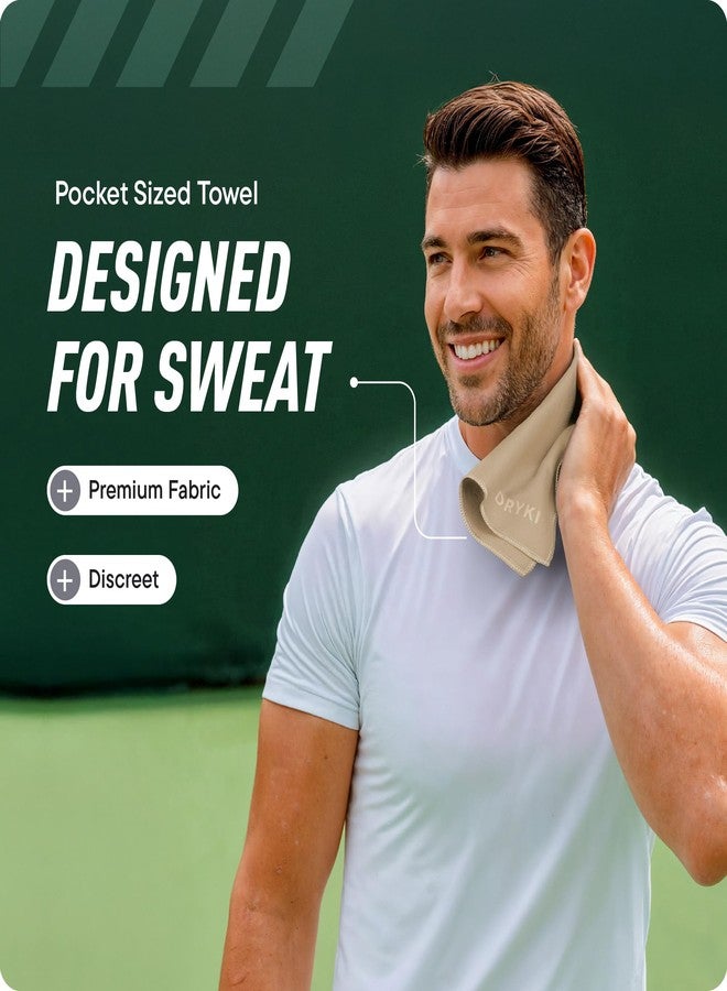 DRYKI Sweat Absorbing Handkerchiefs - The Original Pocket-Sized Sweat Towels - Quick-Dry Microfiber Sweat Rags for Face, Hands, & Body - Men & Women - Gym, Sports, and Work (Tan: 5 Pack) - Image 2