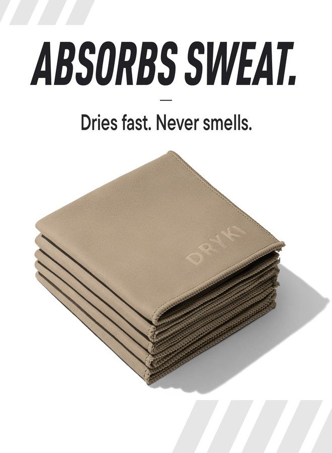DRYKI Sweat Absorbing Handkerchiefs - The Original Pocket-Sized Sweat Towels - Quick-Dry Microfiber Sweat Rags for Face, Hands, & Body - Men & Women - Gym, Sports, and Work (Tan: 5 Pack) - Image 3