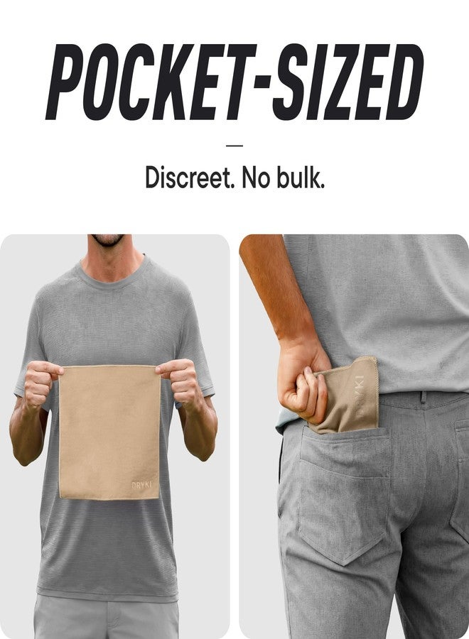 DRYKI Sweat Absorbing Handkerchiefs - The Original Pocket-Sized Sweat Towels - Quick-Dry Microfiber Sweat Rags for Face, Hands, & Body - Men & Women - Gym, Sports, and Work (Tan: 5 Pack) - Image 4