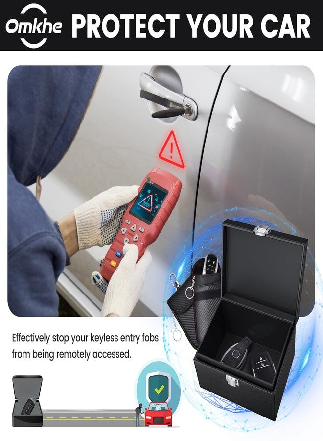 OMKHE Faraday Key Fob Protector, Faraday Box for Car Keys with 2 PACK Faraday Bags, RFID Box for Car Keys, Car Key Signal Blocking Box Box for Car Security (Small) - Image 2