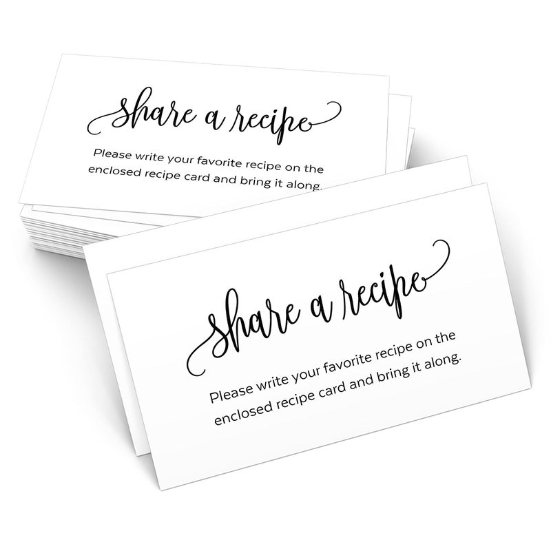 321Done Request a Recipe Card, Made in USA - 3.5x2 White, Modern Script - Little Share a Recipe Insert Card for Bridal Shower Game, Keepsake, Heavy Cardstock, Matching Recipe Cards - Set of 50 - Image 1