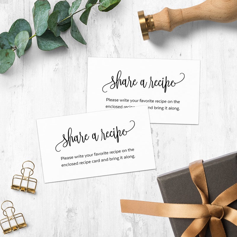 321Done Request a Recipe Card, Made in USA - 3.5x2 White, Modern Script - Little Share a Recipe Insert Card for Bridal Shower Game, Keepsake, Heavy Cardstock, Matching Recipe Cards - Set of 50 - Image 3