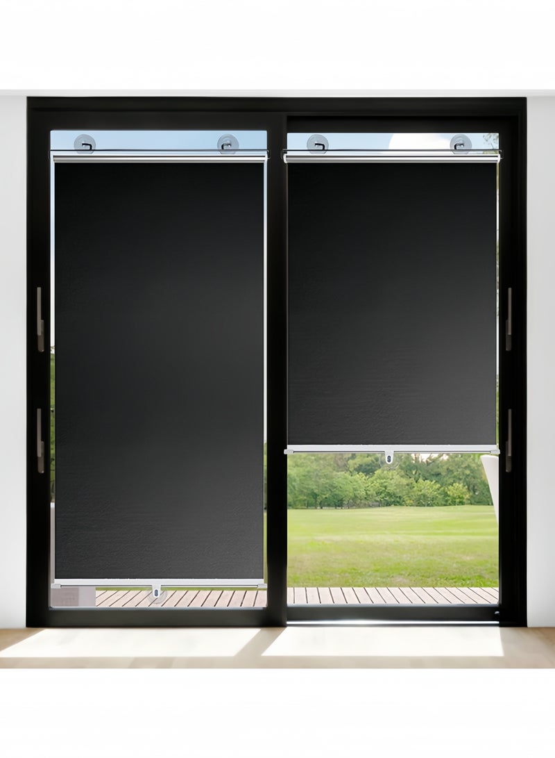 GGEROU Suction Cup Roller Blind Blackout Curtains for Windows, 99% UV Protection Roller Shades, Temporary Blinds, No Drilling Thermal Window Cover, Black 40x60cm - Image 1
