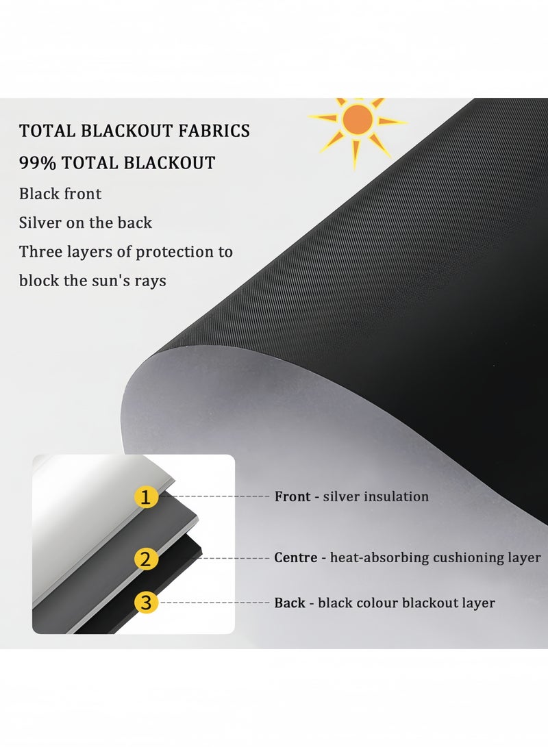 GGEROU Suction Cup Roller Blind Blackout Curtains for Windows, 99% UV Protection Roller Shades, Temporary Blinds, No Drilling Thermal Window Cover, Black 40x60cm - Image 2