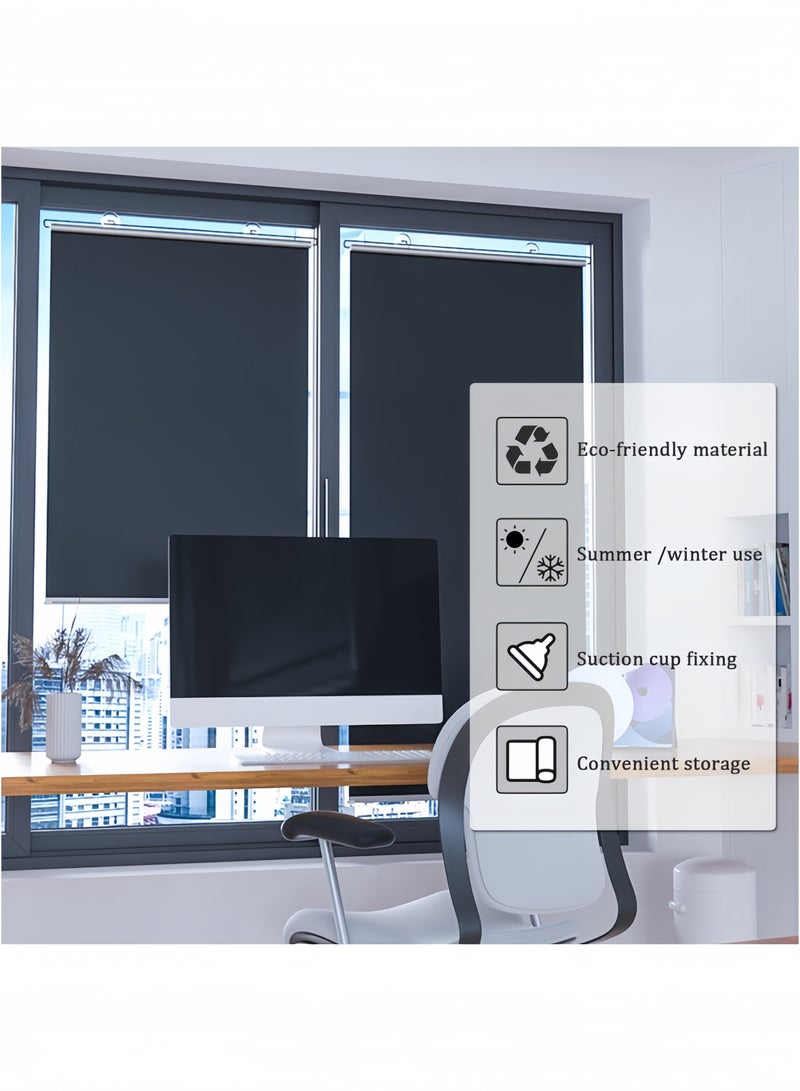 GGEROU Suction Cup Roller Blind Blackout Curtains for Windows, 99% UV Protection Roller Shades, Temporary Blinds, No Drilling Thermal Window Cover, Black 40x60cm - Image 5