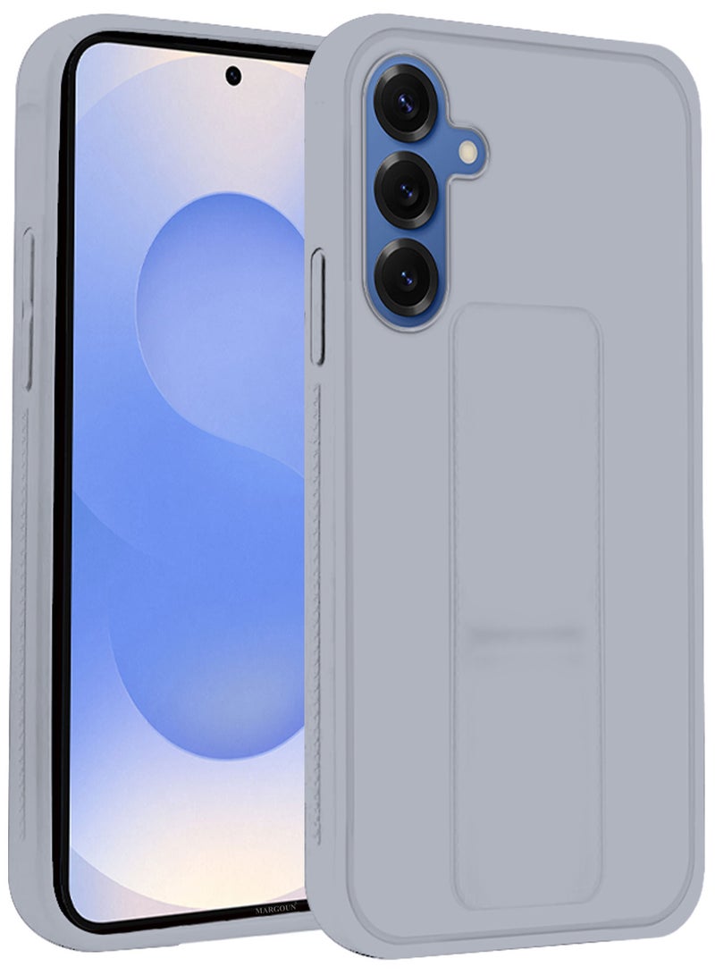 CATANES Galaxy S25 2Packs Case Silicone with Stand Function Finger Grip Case Cover with 1 Shock Proof Screen Protector / Light Grey - Image 3