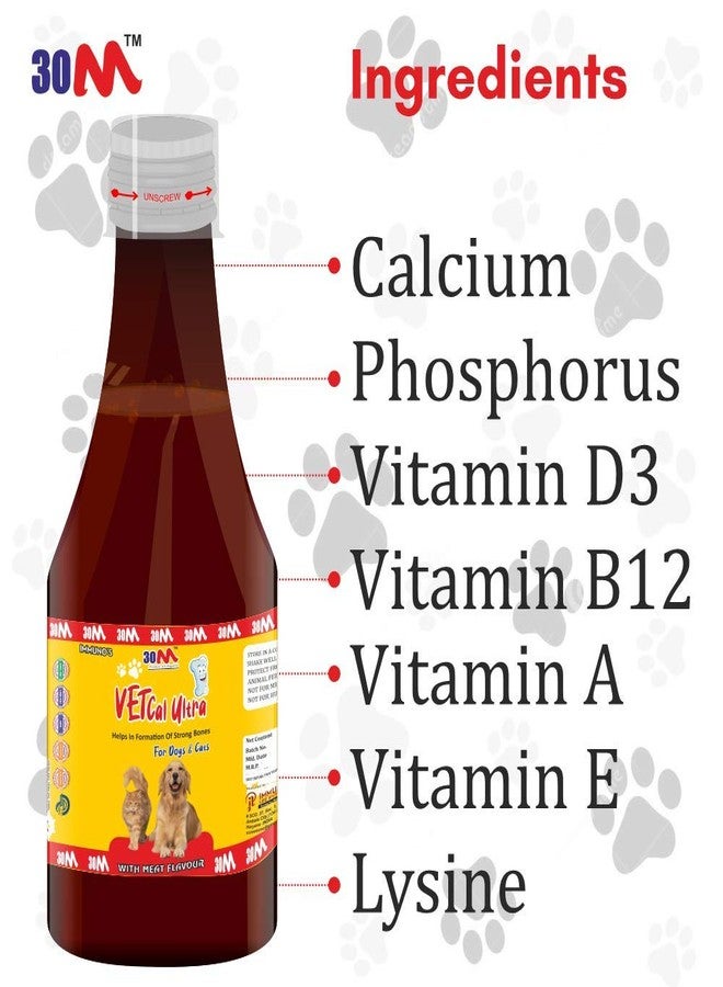 30M Vet Cal Ultra Calcium Syrup Tonic for Dogs, Puppies & Cats - Calcium, Phosphorus, VIT D3, B12, A, E & Lysine | Dog Supplement for Large Dogs | Dog Supplement (Pack of 2) - Image 5