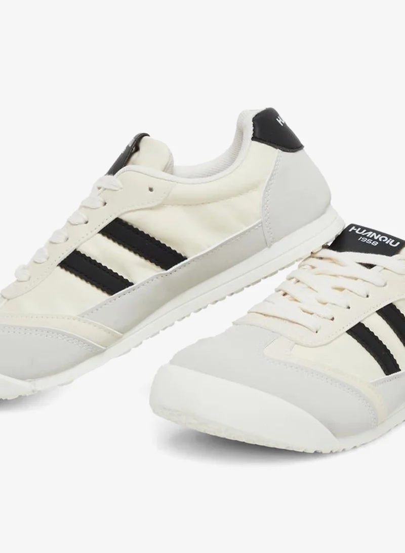 Styli beige Women Contrast Striped Sneakers for Women | Best Price UAE