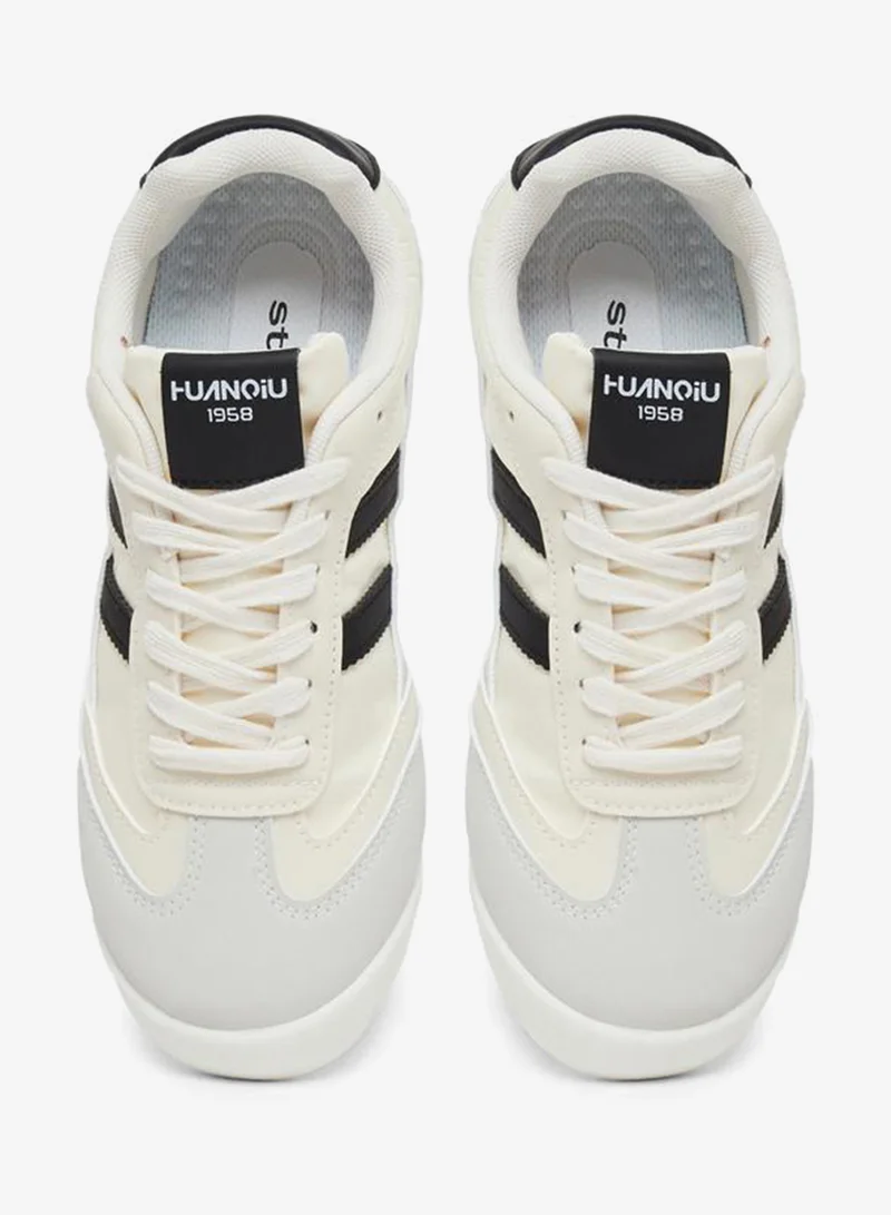 Styli beige Women Contrast Striped Sneakers for Women | Best Price UAE