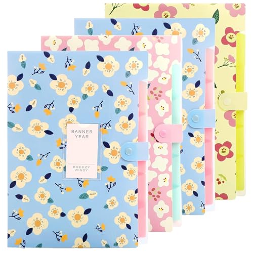 Corslet Folder for Documents A4 Size 5 Pockets Files for Students for School and Office (Pack of 4) - Image 1
