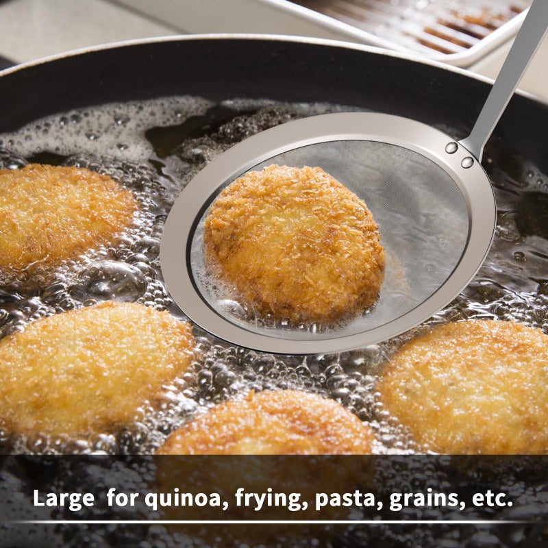 Newness Fine Mesh Skimmer Spoon, Professional 304 Stainless Steel Hot Pot Fat Strainer for Oil Filter Skimming Grease and Foam, Durable Multi-Functional Kitchen Cooking Mesh Food Strainer Ladle-3 Pack - Image 4