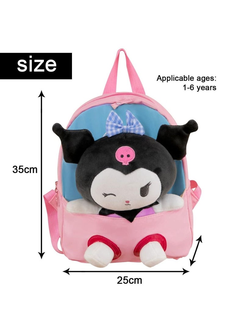 Kawaii Plush Kuromi Bag for Girls, Backpack Cute Cartoon Shoulder Anime Toy Fans（25 * 35cm） - Image 5