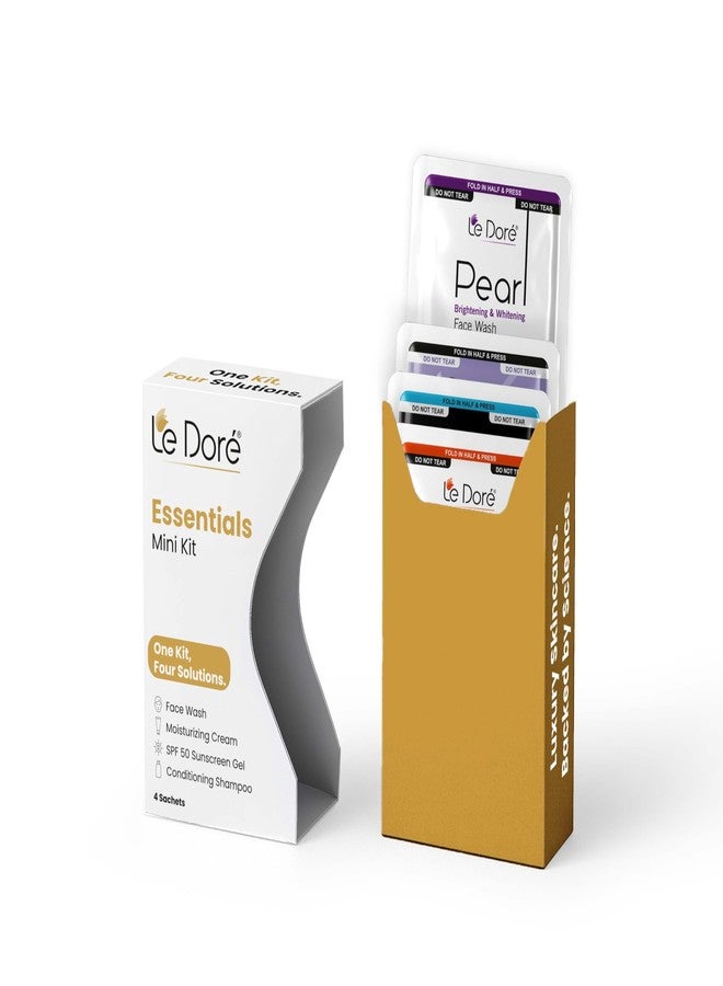 Le Dore Essential Kit With Face Wash, Sunscreen, Shampoo & Moisturiser | Mini Travel Kit | For Men & Women