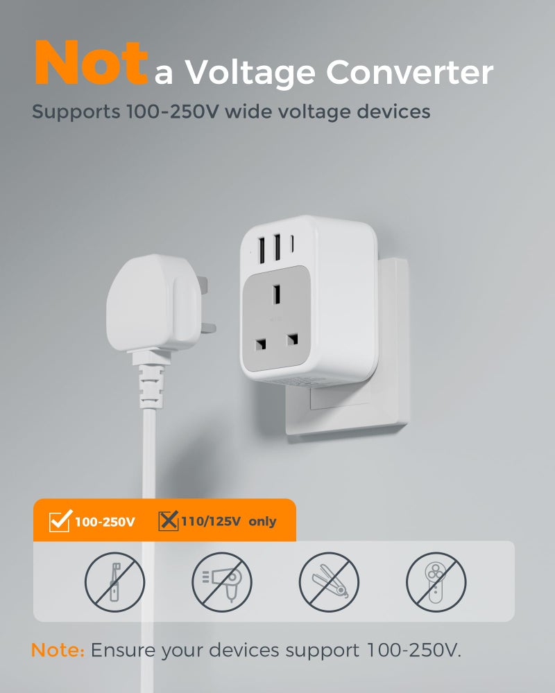 TESSAN UK to Australia Plug Adapter, Australian Travel Adapter with USB C - Image 5