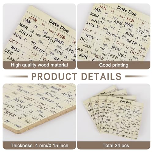 WAYASDCU 24 Pcs Library Due Date Card Book Coasters, Book Themed Party Favors Book Club Gifts for Book Club Decorations Library Decor Bookish Gifts Librarian Giftss - Image 2