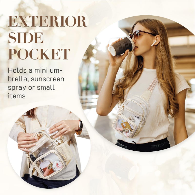 Missnine Clear Bag for Stadium Events Clear Sling Bag Fanny Pack Crossbody Purse for Sport Concert with Side Mesh Pocket - Image 2
