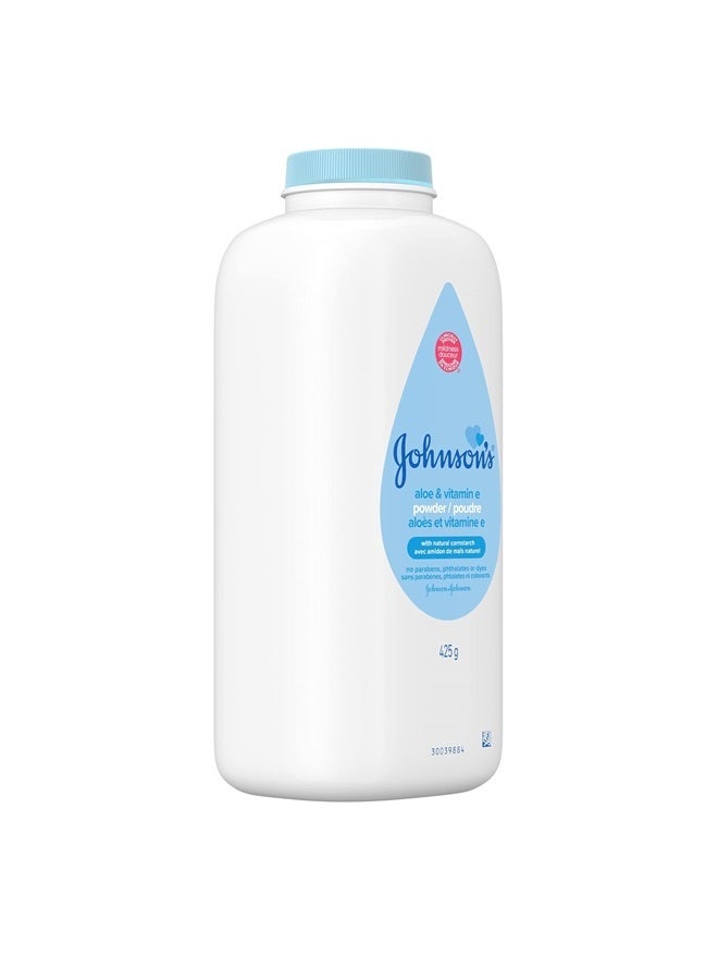 Johnson's Baby Powder, Naturally Derived Cornstarch with Aloe & Vitamin E for Delicate Skin, Hypoallergenic and Free of Parabens, Phthalates, and Dyes for Gentle Baby Skin Care, 15 oz (Pack of 2) - Image 5